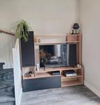 Z g.n. Eiken/zwart TV-meubel/ wandmeubel 169x33x157, Antiek en Kunst, Antiek | Meubels | Kasten, Ophalen
