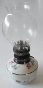Miniatuur keramische olielamp met glazen kap, Ophalen of Verzenden