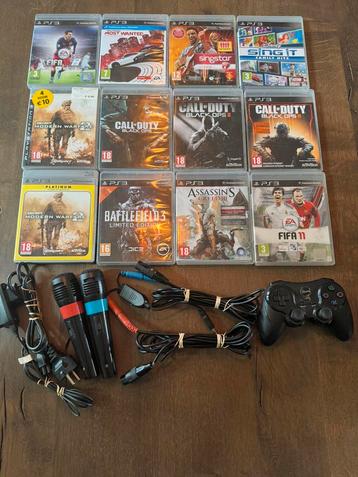 Controller, microfoons en 13 games voor ps3. beschikbaar voor biedingen