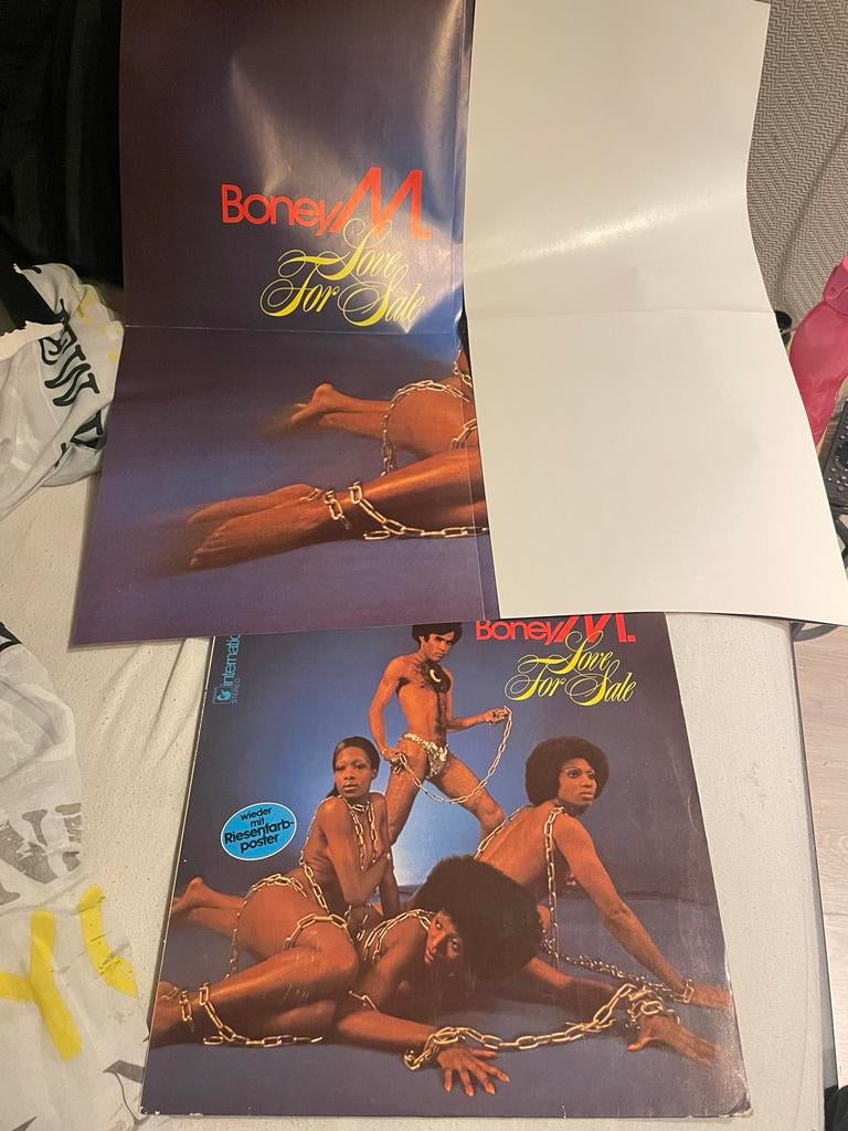 Boney M. Album +Love For Sale Poster, Ophalen, Gebruikt, 12 inch