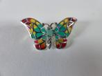 Mooie Zilveren Tiffany Vlinder met Smaragdje Hanger / Broche, Verzenden, Zilver, Hanger, Met edelsteen