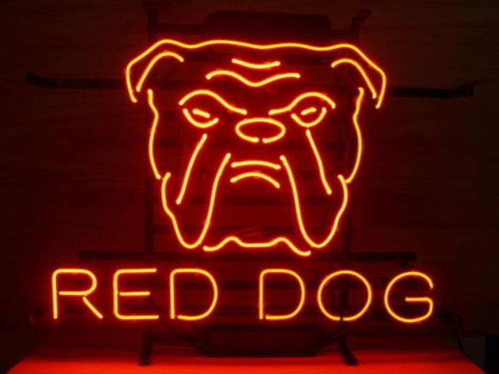 Red dog USA bier neon veel andere americana decoratie neons, Verzamelen, Merken en Reclamevoorwerpen, Nieuw, Lichtbak of (neon) lamp