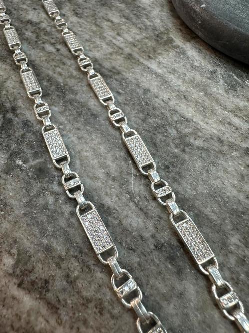 Prachtige 925 zilveren platte magnum ketting, Sieraden, Tassen en Uiterlijk, Kettingen, Nieuw, Zilver, Zilver, Verstelbaar, Ophalen of Verzenden