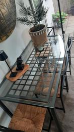 Granas industrial eettafel met 4 stoelen, Huis en Inrichting, Ophalen, Zo goed als nieuw, Rechthoekig, 50 tot 100 cm