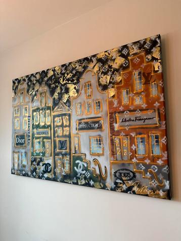 Luxury grachtenpanden Amsterdam, Rick Triest Schilderij! beschikbaar voor biedingen