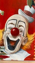 Schilderij clown n.a.v. oude circusaffiches, Antiek en Kunst, Ophalen