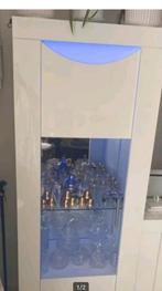 Witte Glans Vitrinekast met Verlichting, Gebruikt, 100 tot 150 cm, Met deur(en), Ophalen of Verzenden