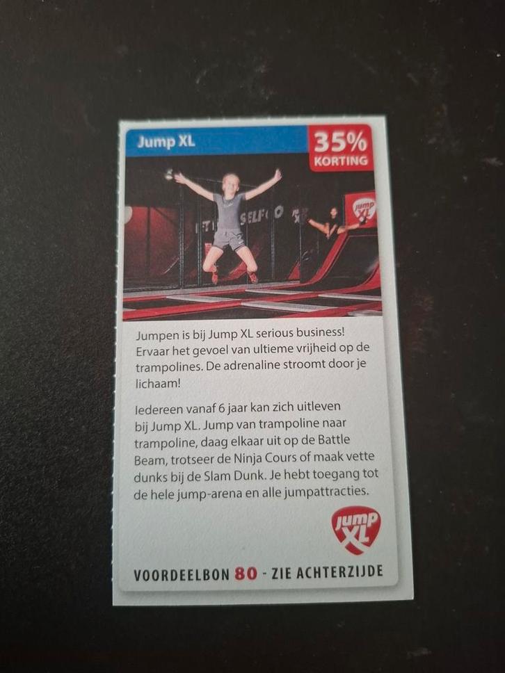 Jump XL 35% korting, Tickets en Kaartjes, Kortingen en Cadeaubonnen, Drie personen of meer, Overige typen, Kortingsbon