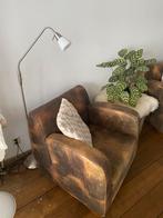 Set van twee hele mooie bruine leren fauteuils maat medium., Ophalen, Klassiek, Zo goed als nieuw, 75 tot 100 cm