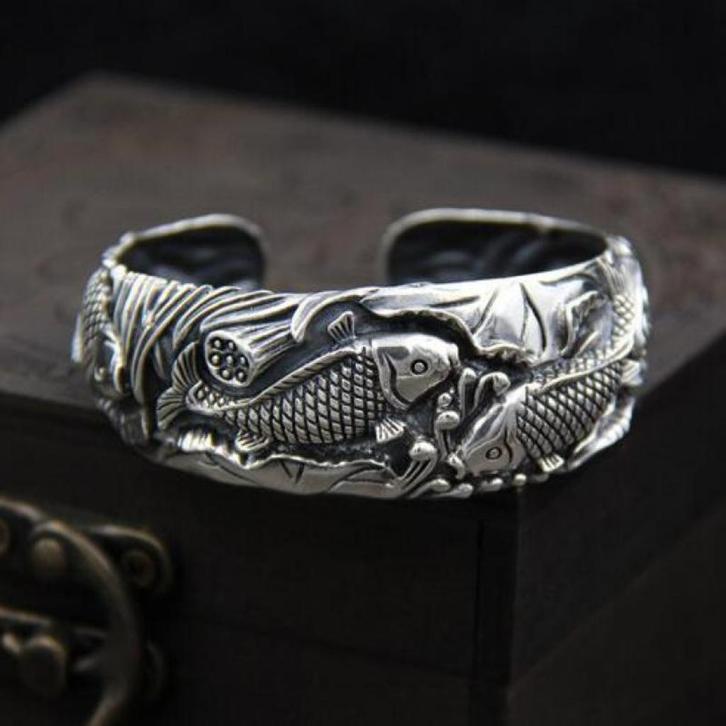 Zilverkleurige karper heren armband (vissen vis zilveren), Sieraden, Tassen en Uiterlijk, Armbanden, Nieuw, Zilver, Zilver, Verzenden