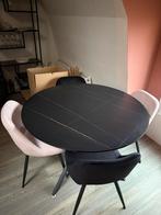 Zwarte marmerlook ronde eettafel, Huis en Inrichting, Tafels | Eettafels, Ophalen, Zo goed als nieuw, Rond, 100 tot 150 cm
