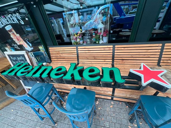 Heineken buitenreclame., Verzamelen, Biermerken, Gebruikt, Reclamebord, Plaat of Schild, Heineken, Ophalen