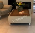 Zo goed als nieuwe taupekleurige Poef / Salontafel, Huis en Inrichting, Ophalen, Kunststof, Modern, landelijk, Vierkant