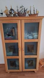 Vitrinekast, Ophalen, 100 tot 150 cm, Eikenhout, 150 tot 200 cm