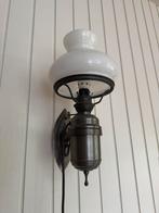 Vintage/ antieke wandlamp tin, Ophalen, Zo goed als nieuw, Glas, Antiek / vintage