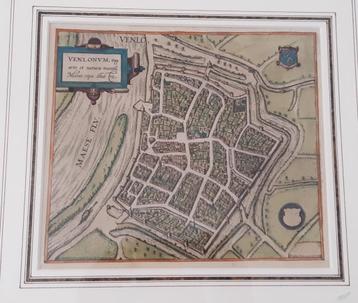 Handgekleurrde kopergravure Venlo 1581 Braun Hogenberg beschikbaar voor biedingen
