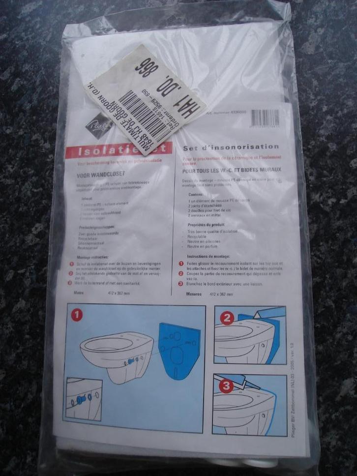 Plieger isolatieset voor wandcloset 2 stuks NIEUW, Doe-het-zelf en Verbouw, Sanitair, Nieuw, Toilet, Ophalen of Verzenden