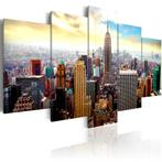 327 New York Stad 5 Luik Canvas Schilderij 200x100cm Nieuw, Nieuw, 125 cm of meer, Ophalen of Verzenden, Schilderij