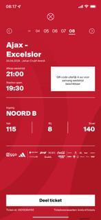 2 Tickets Ajax Excelsior te koop! ⚽️, April, Seizoenskaart, Twee personen