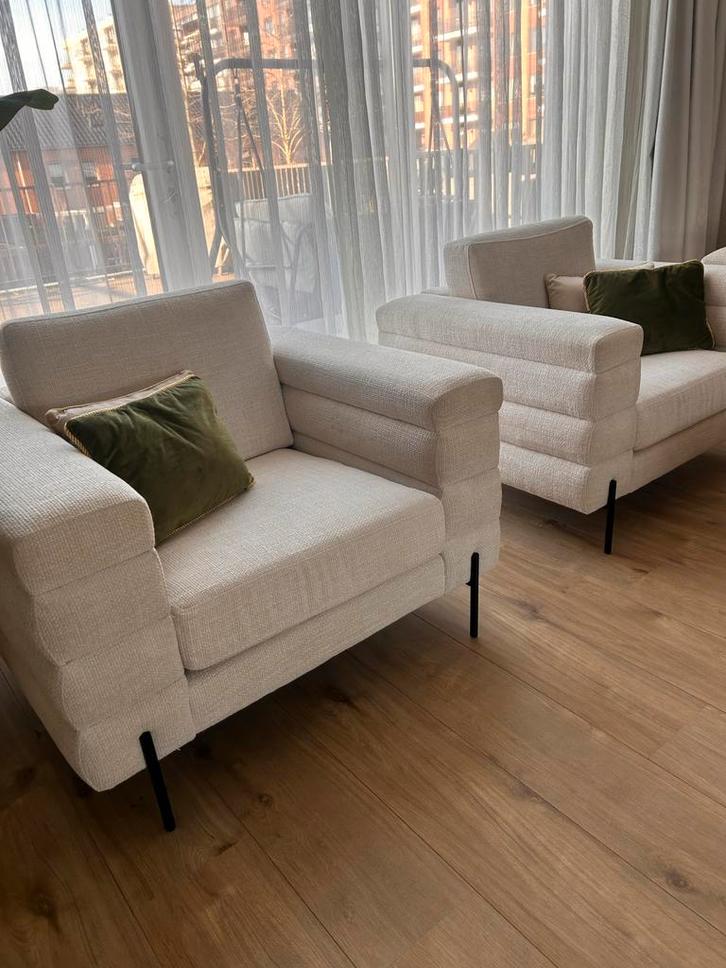 bank met 2 fauteuils, Huis en Inrichting, Fauteuils, Gebruikt, Stof, 125 cm of meer, Minder dan 75 cm, Ophalen of Verzenden