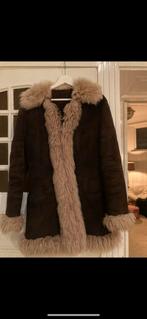 Vintage Suède Lammy Coat, Ophalen of Verzenden, Gedragen, Maat 38/40 (M), Bruin