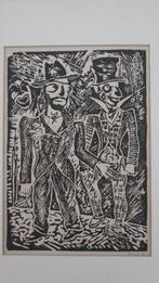 Lithografie - 40 x 28 cm - Twee Clowns - Bieling '55, Antiek en Kunst, Ophalen of Verzenden