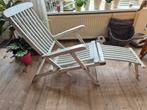 Stevige ligstoel/ deckchair/ tuinstoel met los voetendeel, Ophalen, Gebruikt, Hout, Inklapbaar