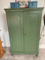 Groene Vintage Linnenkast - Brocante Stijl, Huis en Inrichting, Kasten | Kledingkasten, Ophalen, Gebruikt, 50 tot 100 cm, 150 tot 200 cm