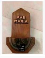 Antiek wijwater bakje Brocante, Ave Maria, 16,5 x 10 cm, Antiek en Kunst, Ophalen of Verzenden