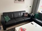 Zwarte leren bank - Vierpersoons of meer, Ophalen, Gebruikt, Rechte bank, 200 tot 250 cm
