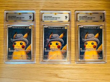 Pikachu van gogh 3 stuk GG beoordeeld 9 mint beschikbaar voor biedingen