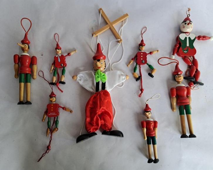 Verzameling Pinokkio en trekpoppen en marjonette - 8x, Verzamelen, Poppetjes en Figuurtjes, Zo goed als nieuw, Ophalen of Verzenden