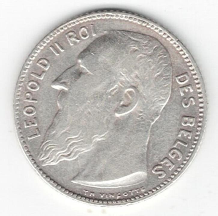 25-2069 Belgie 1 franc 1909, Postzegels en Munten, Munten | Europa | Niet-Euromunten, Losse munt, België, Zilver, Verzenden