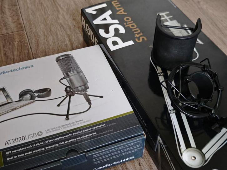 AudioTechnica AT2020+ & Rode PSA1 met extras, Muziek en Instrumenten, Microfoons, Zo goed als nieuw, Studiomicrofoon, Ophalen of Verzenden