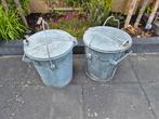 Originele zinken afvalemmer prullenbak 2x, Ophalen, Gebruikt, Metaal, Minder dan 50 cm