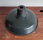 Vintage brocante zwart met witte emaillen lampenkap, Ophalen of Verzenden