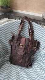 Cowboysbag, leren tas, dik leer, schouderhengsels, 30x28x9cm, Sieraden, Tassen en Uiterlijk, Tassen | Schooltassen, Gebruikt, Minder dan 30 cm