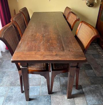 Eettafel teak 200 x 75 x 80 met of zonder 6 stoelen beschikbaar voor biedingen