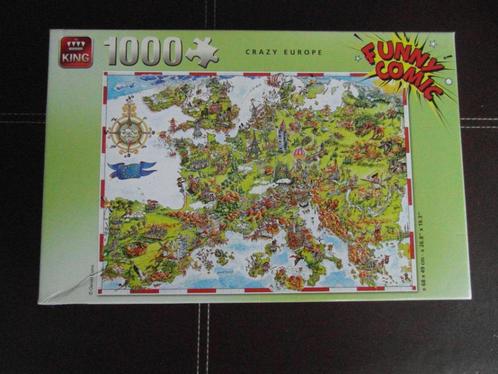 KING Funny Comic Puzzel.  "CRAZY EUROPE"  1000 stukjes, Hobby en Vrije tijd, Denksport en Puzzels, Zo goed als nieuw, Legpuzzel