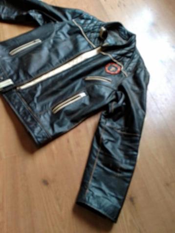 Fraai vintage leren biker jack! beschikbaar voor biedingen