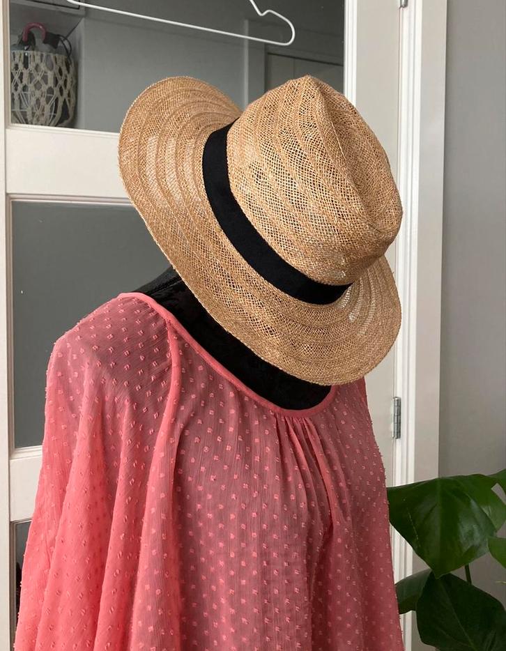 Zomerhoed Pieces Maat M/L (ca. 57 cm), Kleding | Dames, Hoeden en Petten, Gedragen, Hoed, 56 of 57 cm (M, 7 of 7⅛ inch), Ophalen of Verzenden