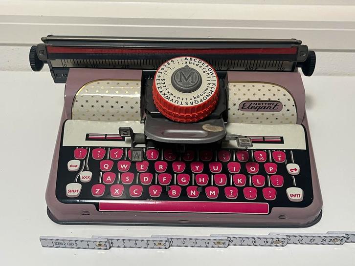 Mettoy “Elegant” blikken speelgoed typemachine 1950 + doos, Verzamelen, Speelgoed, Zo goed als nieuw, Verzenden