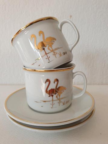 Koffiekopjes met flamingo's 