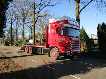 scania R520 v8 machine transporter opwijwagen 