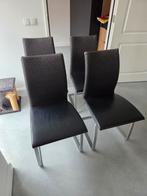 4 Tonon Eetkamerstoelen - Grijs/Zwart, Huis en Inrichting, Stoelen, Ophalen, Gebruikt, Leer, Vier