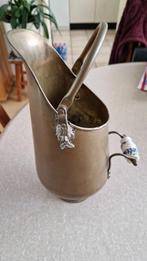 antieke koperen kolenkit met delfts blauw, Antiek en Kunst, Ophalen of Verzenden, Koper