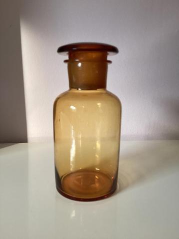 Antieke Oude Brocante Glazen Apothekerspot Bruin Glas  beschikbaar voor biedingen