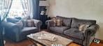 Grijze rib lounge bank + loveseat, Ophalen of Verzenden, Gebruikt, Stof