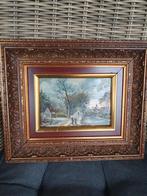 Schilderij Winterlandschap met Figuren, Ophalen of Verzenden