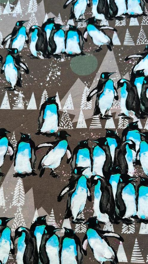 Pinguïns tricot 2 lapjes, Hobby en Vrije tijd, Stoffen en Lappen, Zo goed als nieuw, Katoen, 120 cm of meer, 30 tot 200 cm, Ophalen of Verzenden